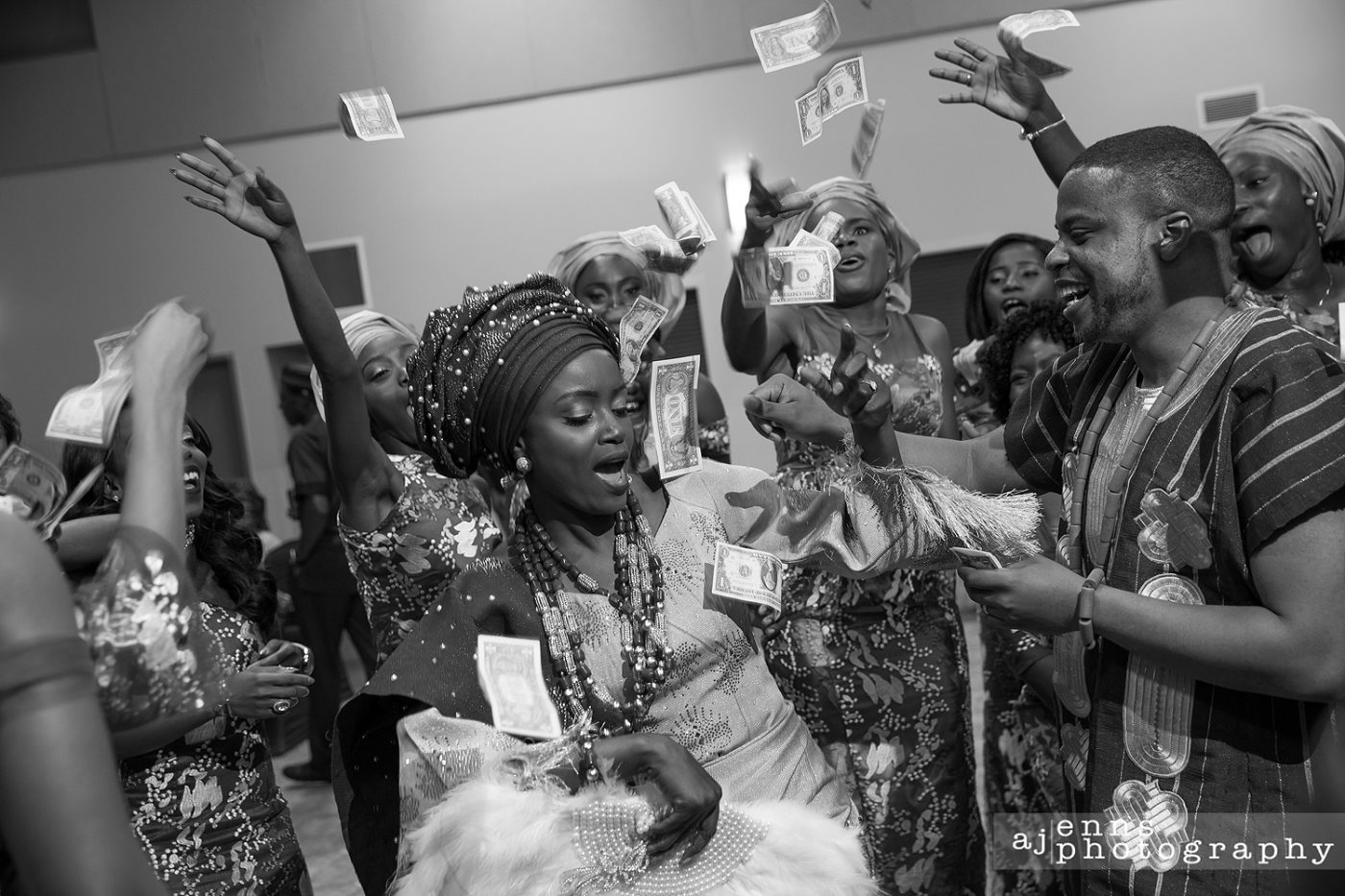 The Kenyan culture showers the couple with money as a wedding gift