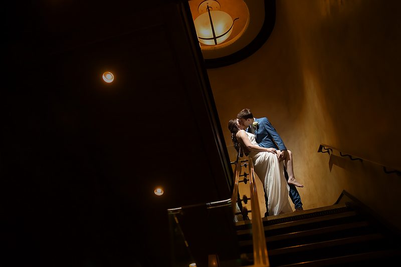 A little romance on the stairs at Hy's Steak House