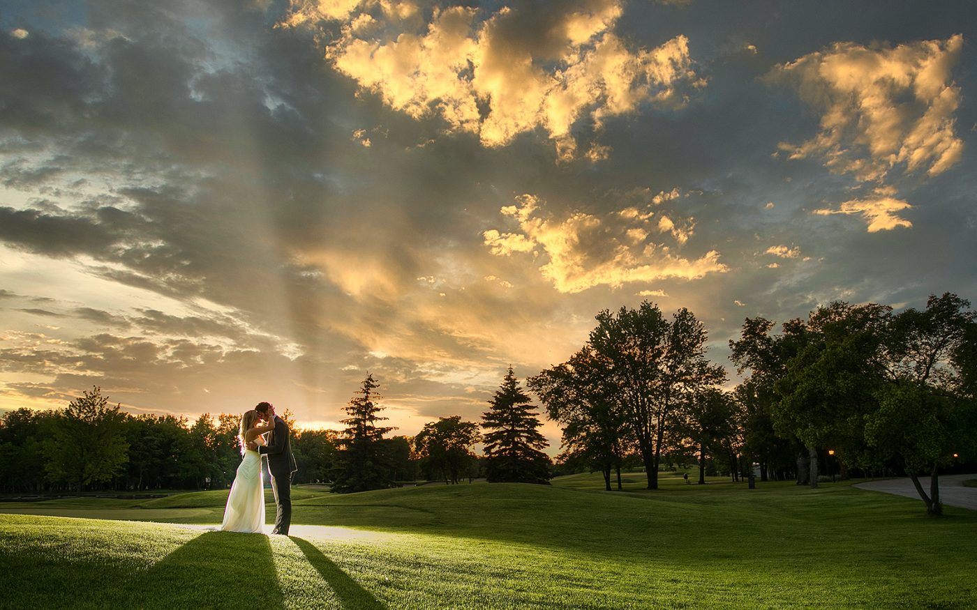 Katie and Mark at Sunset at the golf course