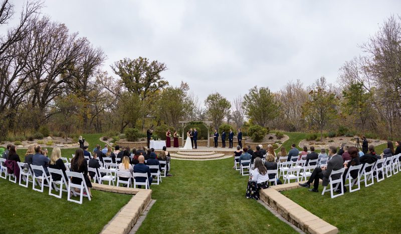 Wide angle shot of the wedding and the venue at Bridges Golf Course
