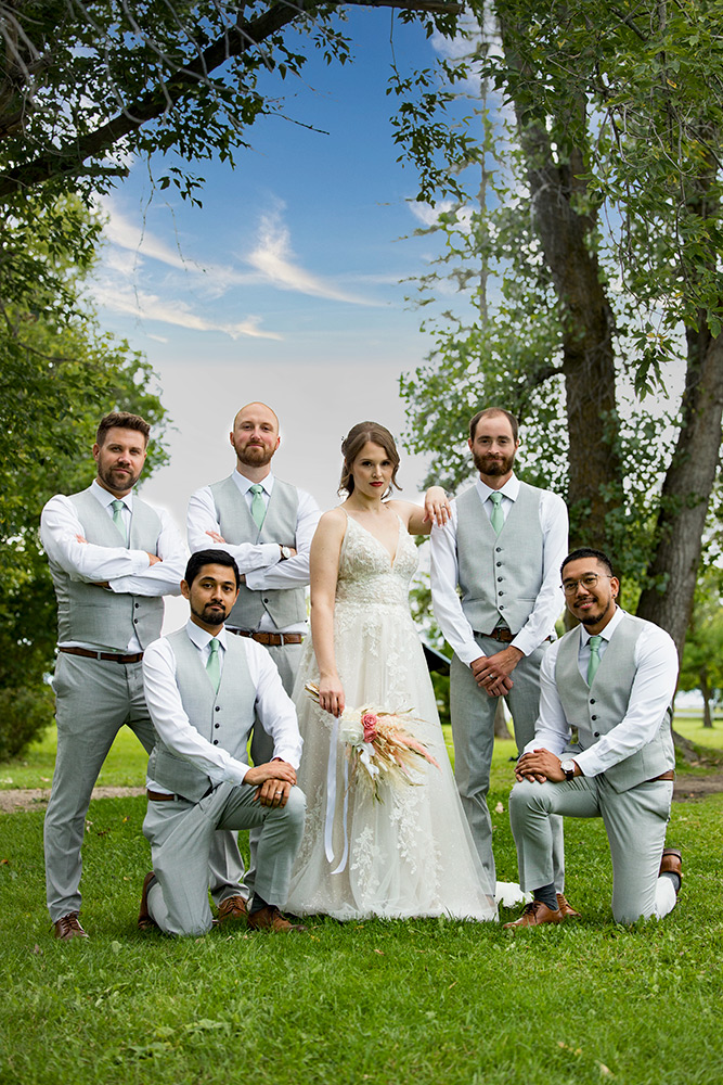 The bride and the groomsmens