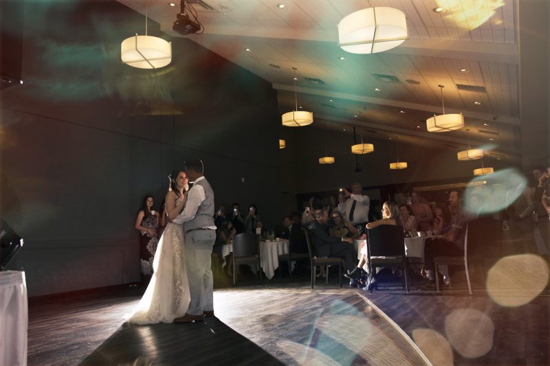 Colorful and artistic image of the couple during their first dance